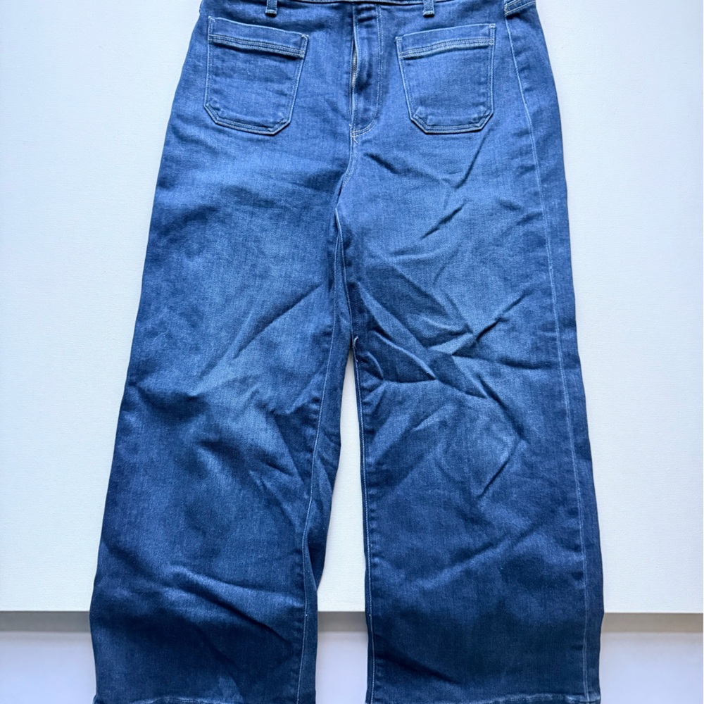 PAIGE Dark Blue Wide-Leg Jeans